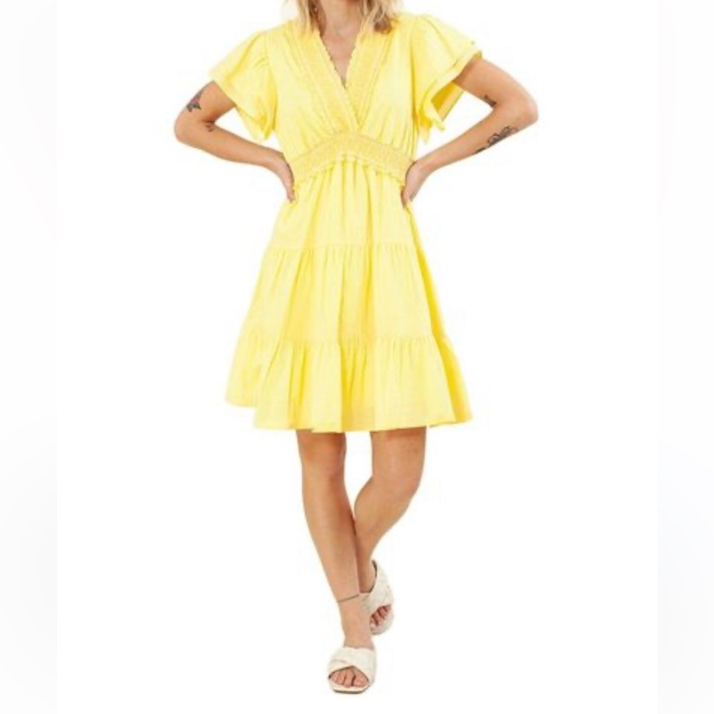 Hale Bob Yellow V-Neck dress Medium